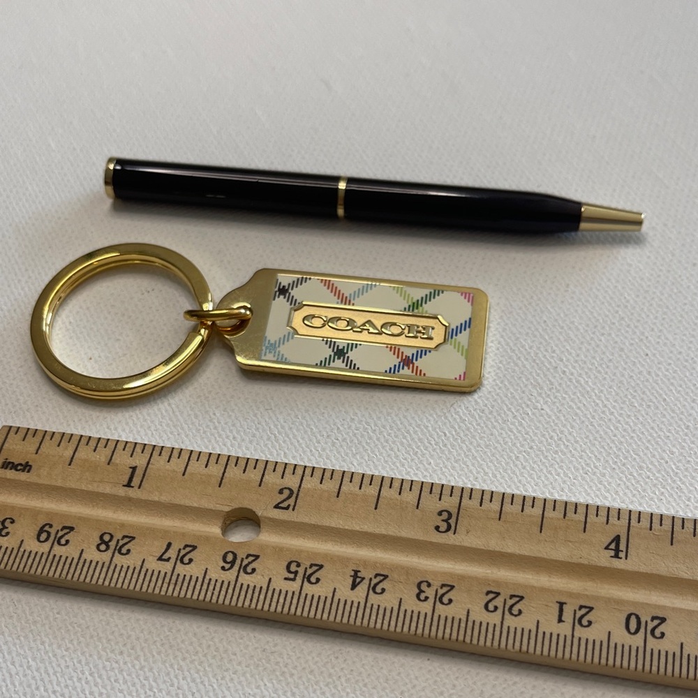 Coach Tattersall Gold Keychain and Black Coach Pen - Picture 3 of 5
